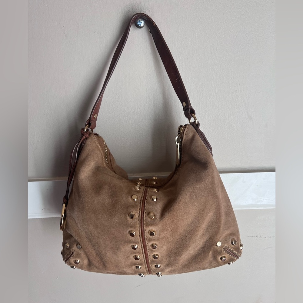 Michael Kors Tan Suede Hobo Bag with Studs - Picture 2 of 5
